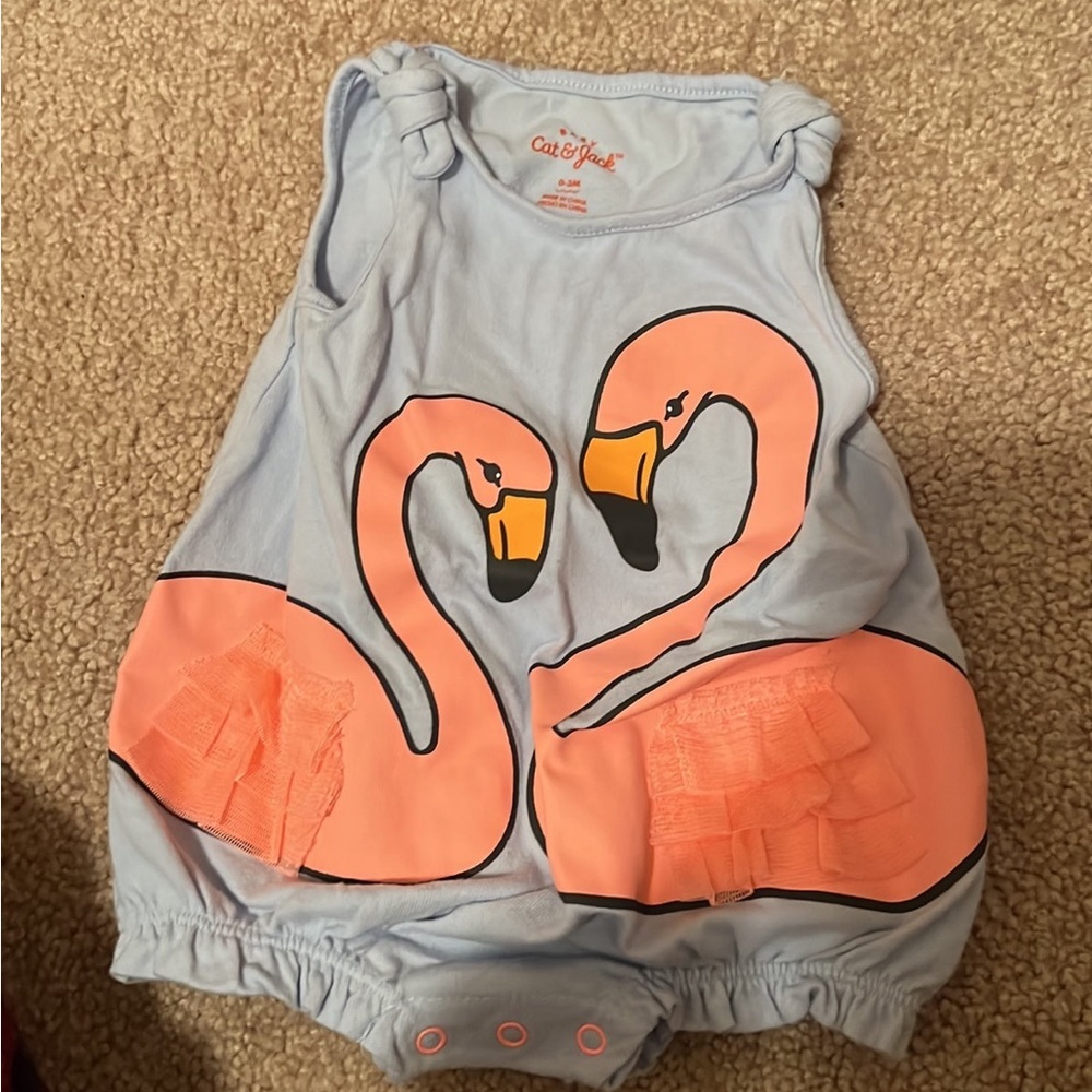 0-3 month flamingo romper